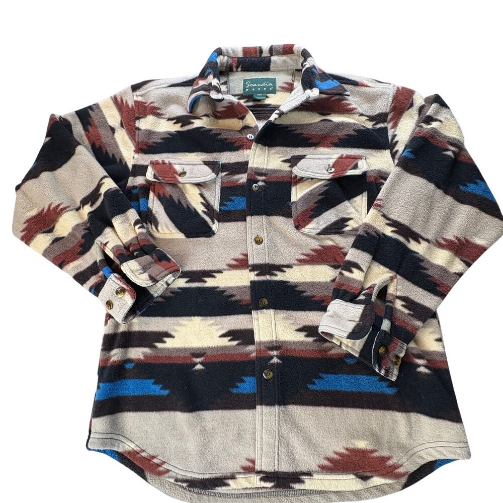 Vintage Scandia Woods Aztec design Fleece Button Down M